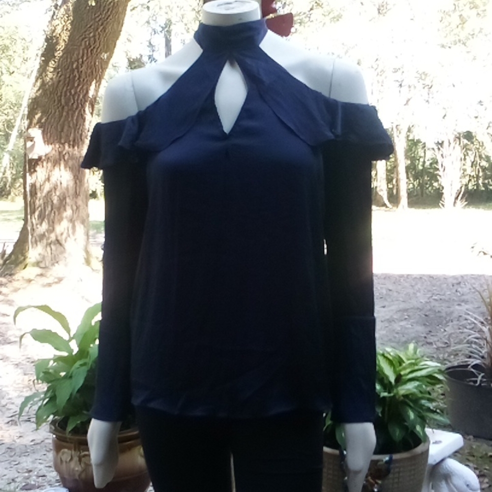 NWT "Belle & Sky" polyester cold shoulder blouse